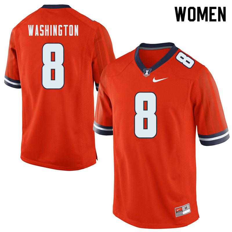 Women #8 Casey Washington Illinois Fighting Illini College Football Jerseys Sale-Orange